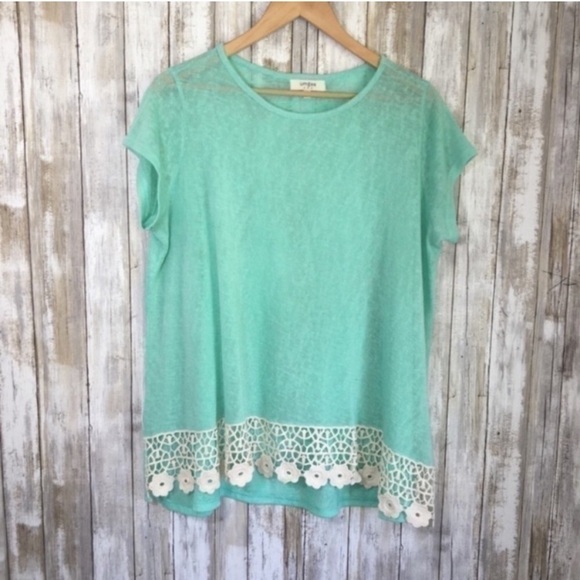Umgee Tops - Umgee Mint Lace Blouse